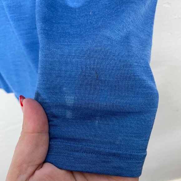 We Norwegians Men XL Blue Short Sleeve Crew Neck Shirt Merino Wool Blend - Picture 4 of 11